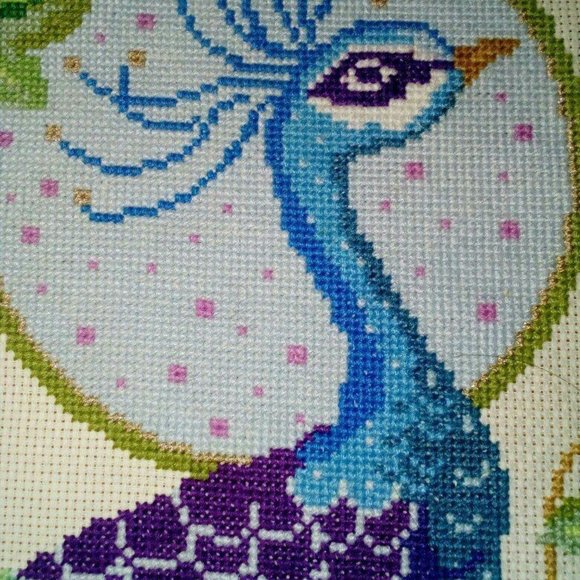 New Handmade Embroidered picture "Bird of Happiness" 37 cm x 47.5cm Cross Stitch - Picture 5 of 5